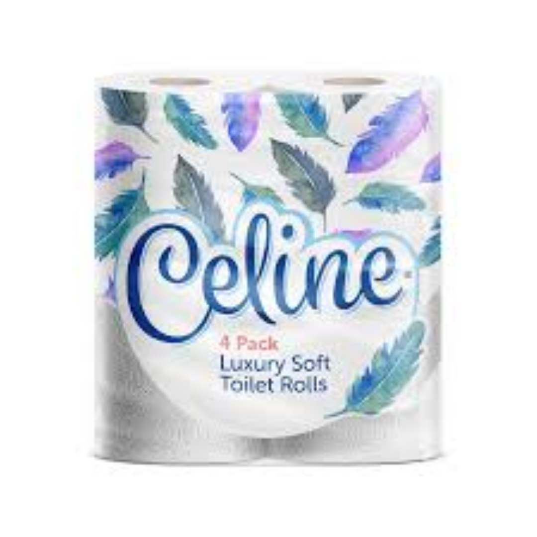  Celine Luxury Toilet Tissue - 200 Sheets   100% Virgin Soft   2 Ply - Four Pack